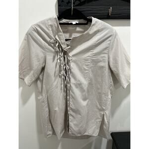 Cos Front Tie Short-Sleeved Shirt Women’s 12 Silk Blend Blouse ￼